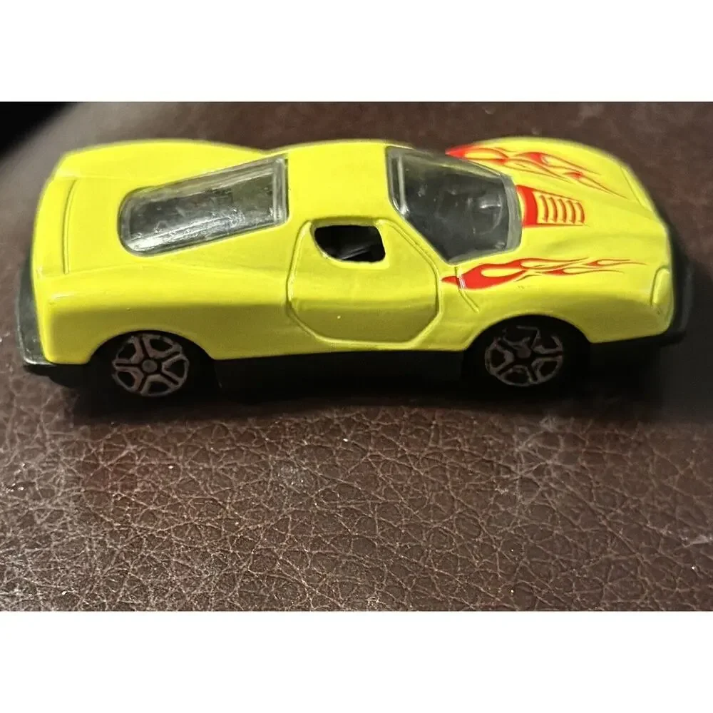 Greenbrier Yellow Diecast Toy Car Flames Graphics 9892 1:64 Scale Hot Rod Style